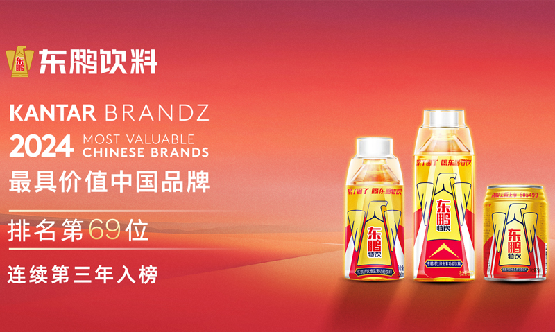 东鹏饮料连续三年蝉联凯度BrandZ中国品牌百强榜单
